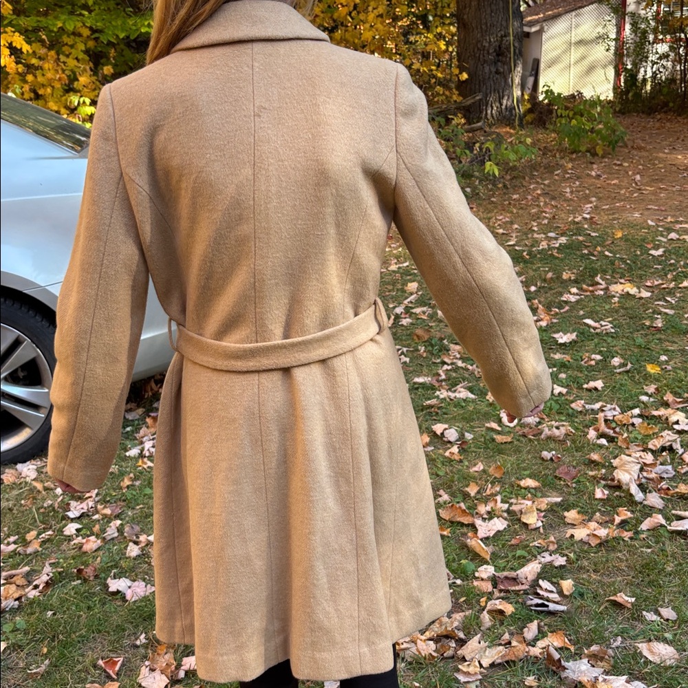 Stylish Tan Belted Coat stunning cashmere wool - Picture 2 of 9